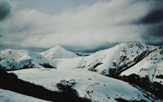 Картинка зима, горы, снег, облака, небо