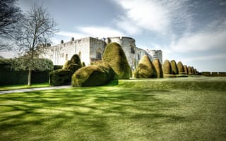 Картинка трава, Wales, кусты, Chirk Castle, дерево, Великобритания, замок, дизайн