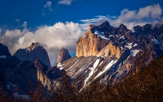 Картинка горы, природа, Чили, облака, пейзаж, Patagonia, небо, скала