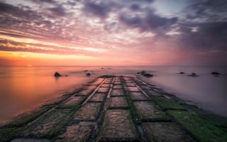 Картинка природа, Breakwater, Sunset