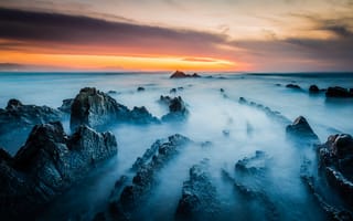 Картинка закат, море, скалы