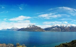 Картинка Новая Зеландия, небо, панорама, природа, горы, озеро, Вакатипу