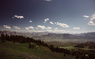 Картинка небо, облака, долина, горизонт, Монтана, Соединенные Штаты, холмы