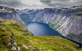 Обои LAKE RINGEDALSVATNET, озеро, природа, горы, NORWAY