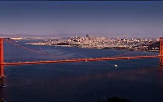 Картинка dusk, San Francisco, bay, aerial, vintage, Golden Gate Bridge, USA