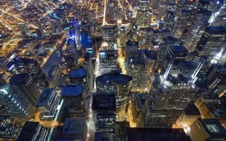 Картинка Chicago, Night, Flying
