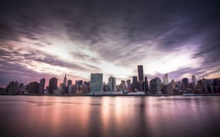 Обои закат, небоскребы, city, нью йорк, new york