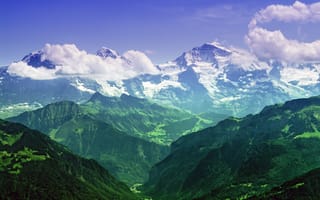 Картинка Bernese Alps, горы, пейзаж, Switzerland, долина, природа, альпы