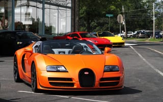 Картинка Bugatti, supercar, orange, Vitesse, Veyron, Grand Sport, Roadster, Ferrari 458 Italia