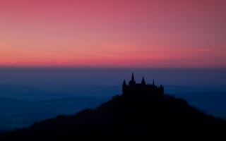 Картинка пейзаж, Burg Hohenzollern, ночь, Germany
