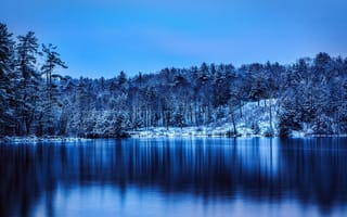 Картинка Haviland Cove Park, деревья, Glens Falls, NY, снег, озеро, зима, парк