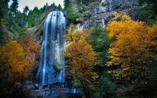 Обои Silver Falls, скала, природа, водопад, Western Oregon, осень