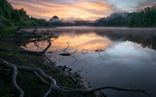 Картинка природа, закат, Laguna Ancapulli