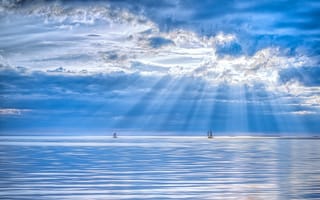 Картинка небо, море, лодки