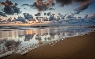 Картинка песок, пляж Зильт, тучи, люди, море, Германия, Шлезвиг-Гольштейн, природа
