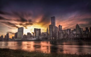 Картинка New York City, америка, город, USA, небоскребы, сша, нью йорк, закат