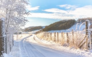 Картинка Норвегия, дорога, снег, зима