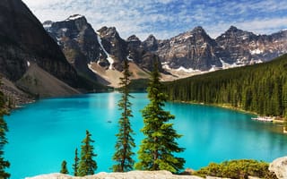 Картинка landscape, lake, Moraine, лес, Canada, Banff National park, озеро