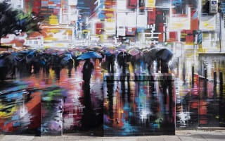 Картинка стена, город, графити