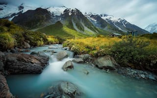 Картинка New Zealand, горы, South island, домик