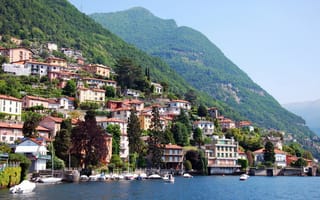 Обои Италия, горы, дома, Como, город
