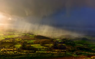 Картинка Англия, циклон, поля, небо, ливень, дождь, тучи, долина, свет, Великобритания