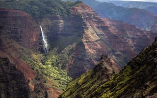 Картинка природа, Кауаи, горы, Kauai, водопад