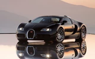 Картинка Bugatti, передок, Бугатти, суперкар, отражение, Veyron, гиперкар, Вейрон