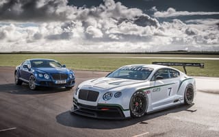 Обои Bentley, Coninental, небо, GT, облака, болид, ГТ3, Бентли, передок, Континенталь, суперкар, GT3, гоночный, ГТ