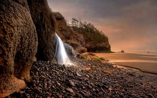Картинка водопад, берег, море