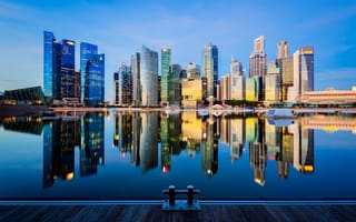 Картинка Waterfront City, Marina Bay, Reflection, Singapore