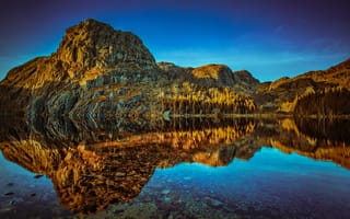 Картинка Rogaland, вода, отражение, деревья, озеро, Норвегия, скалы, камни