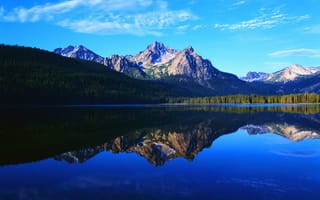 Обои горы, озеро, лес, отражение