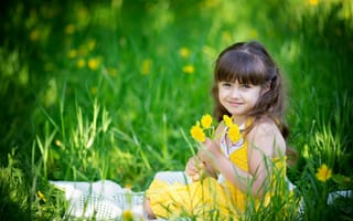 Картинка девочка, лето, цветы, настроение