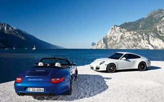 Картинка Porsche, синий, белый, 997