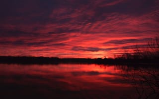Картинка облака, Висконсин, США, река, Де Пер, отражение, рассвет