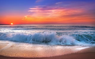 Картинка море, sea, закат, wave, sunset, sand, beach