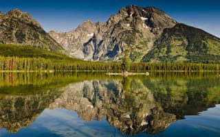 Картинка горы, озеро, отражение, лес
