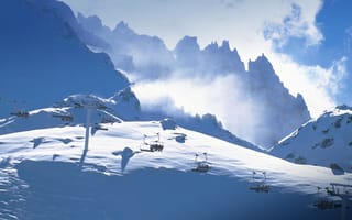 Картинка снег, Савойя, подъемник, горы, Рона-Альпы, Франция, Валь Торанс