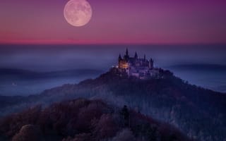 Картинка ночь, луна, замок