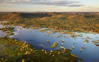 Картинка деревья, Северная Территория, Национальный парк Какаду, горы, пейзаж, Австралия, озеро