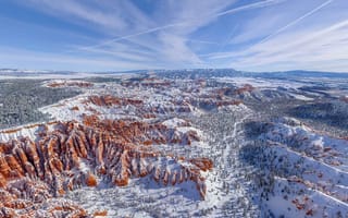 Картинка зима, снег, долина, природа, скалы, США, горы, Юта, Bryce Canyon National Park