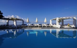 Картинка Hotel Agali Houses Santorini, басейн, отдых, лето, вид, Греция, Notio Aigaio, курорт, Thira, GR, зонты