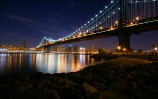 Картинка Manhattan, Night, Bridge