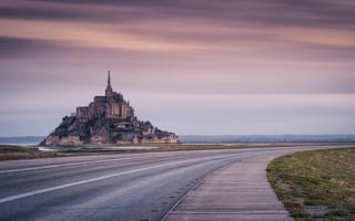 Картинка дорога, Le Mont Saint-Michel, пейзаж