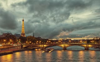 Картинка Paris, Париж, вода, Seine, Эйфелева башня, France, река, Eiffel Tower, Франция, Сена, мост, La tour Eiffel
