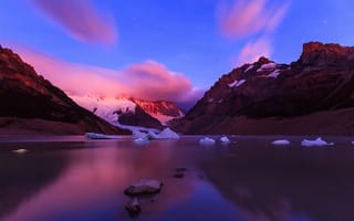 Картинка Tranquility, Patagonia, Argentina, Sunrise, Glacier, Dawn, Cerro, Laguna, Torre, National Park, Lake, Ice