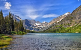 Картинка Lake Josephine, Montana, Mount Gould, Glacier National Park, Монтана, Национальный парк Глейшер, Озеро Жозефина, горы