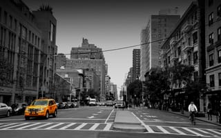 Картинка New York City, улица, америка, USA, нью йорк, город, небоскребы, такси, сша