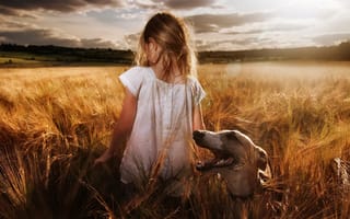 Картинка девочка, настроение, собака